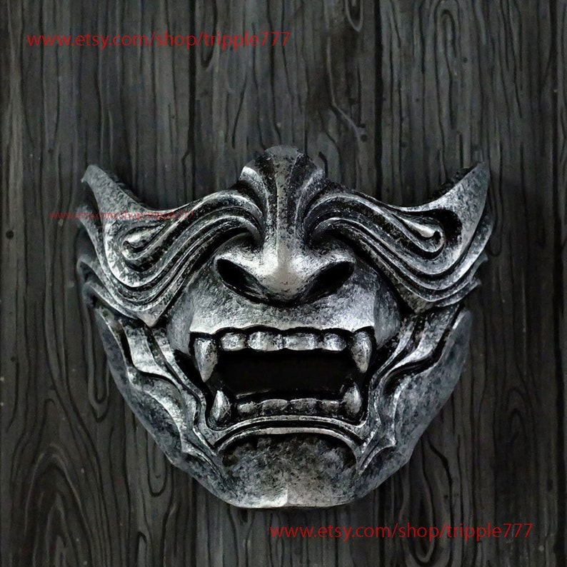 Half Face Samurai Mask Oni Mempo Armor Japanese Noh for Etsy