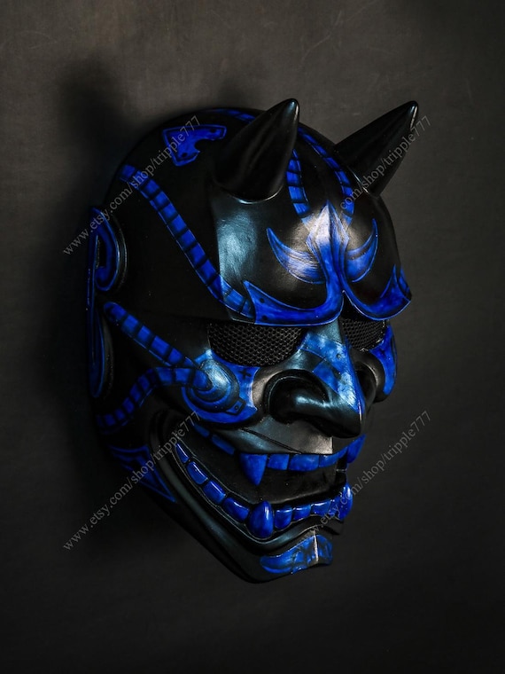 Masque Hannya Japonais Oni Kabuki – Blanc – Taille Unique – Halloween Cosplay Airsoft