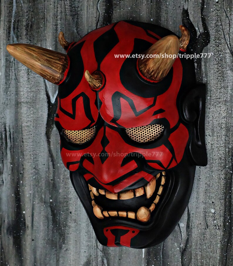 Airsoft Hannya Mask Japanese Oni Noh Halloween Costume Evil Etsy