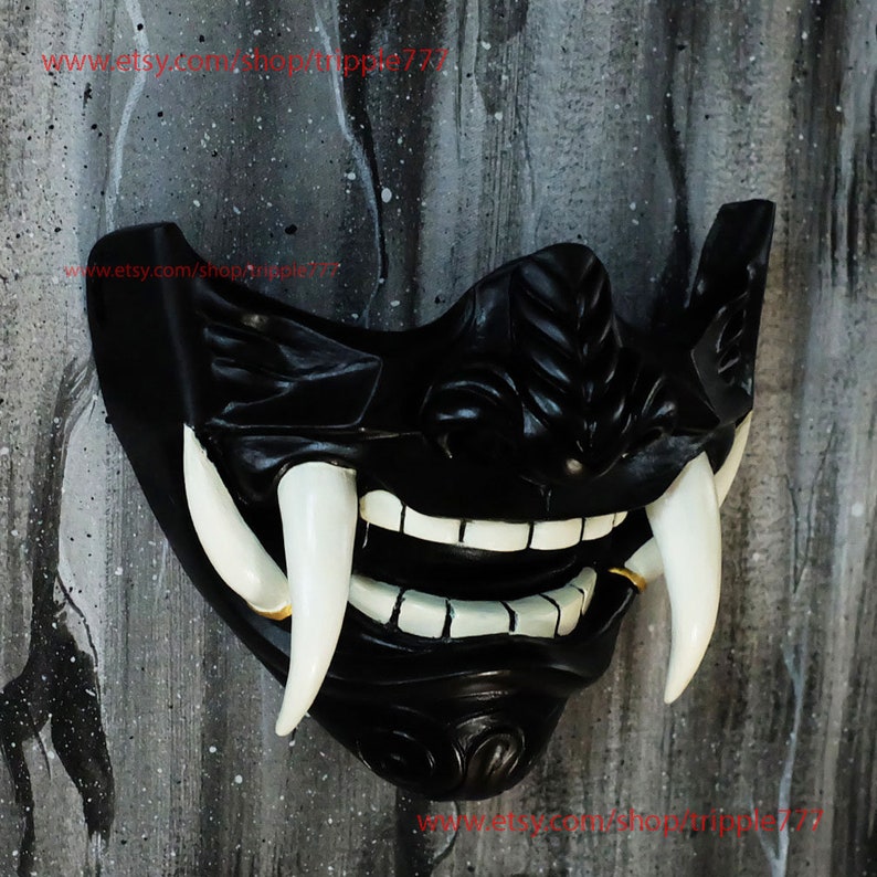 Bushido Ronin Samurai Mempo Mask Cool Baddass Half Face Assassin Demon Oni Japanese Noh for Airsoft Paintball BB Gun DA503