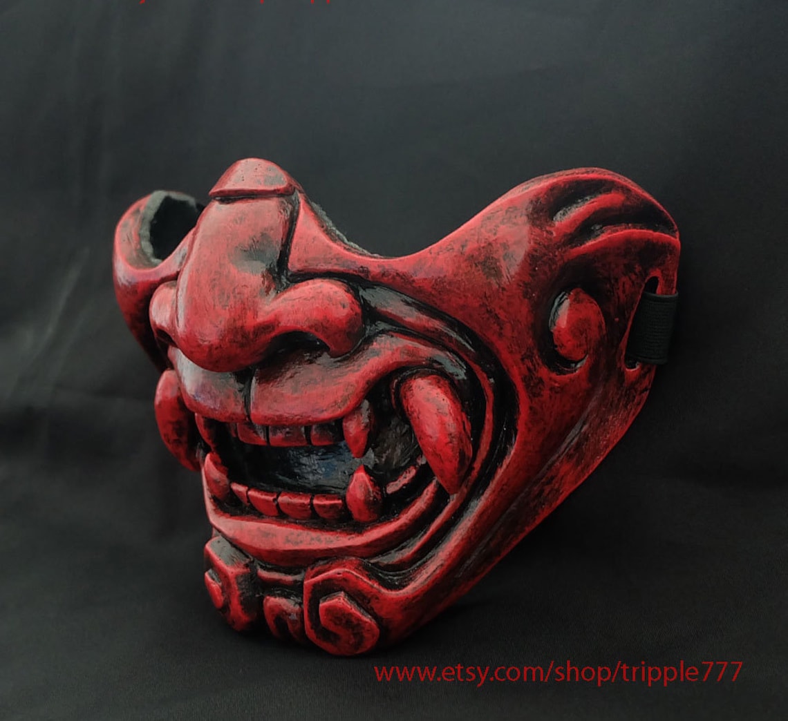 Oni Samurai Mempo Airsoft Máscara Paintball BB Pistola Media Etsy