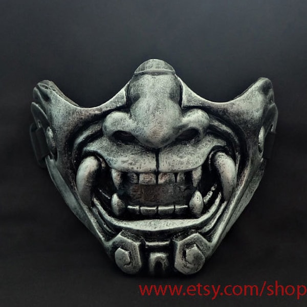 Halbe Abdeckung Ritter Samurai Maske, Airsoft Maske, Halloween Kostüm Cosplay Steampunk Wandmaske, Hannya Kabuki böser Dämon Onimaru Maske MA229