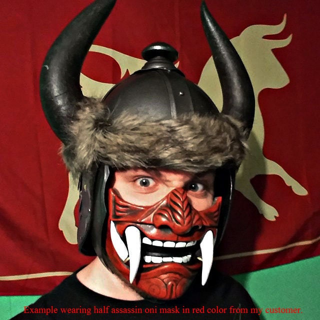 Half Face Assassin Ronin Samurai Mask, Cool Baddass Demon Oni