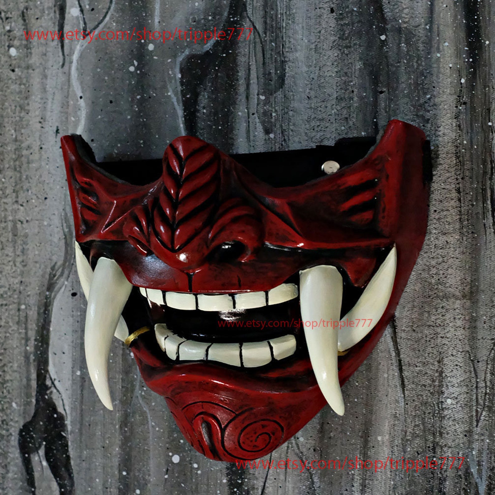 Half Face Assassin Ronin Samurai Mask Cool Baddass Demon Oni Etsy