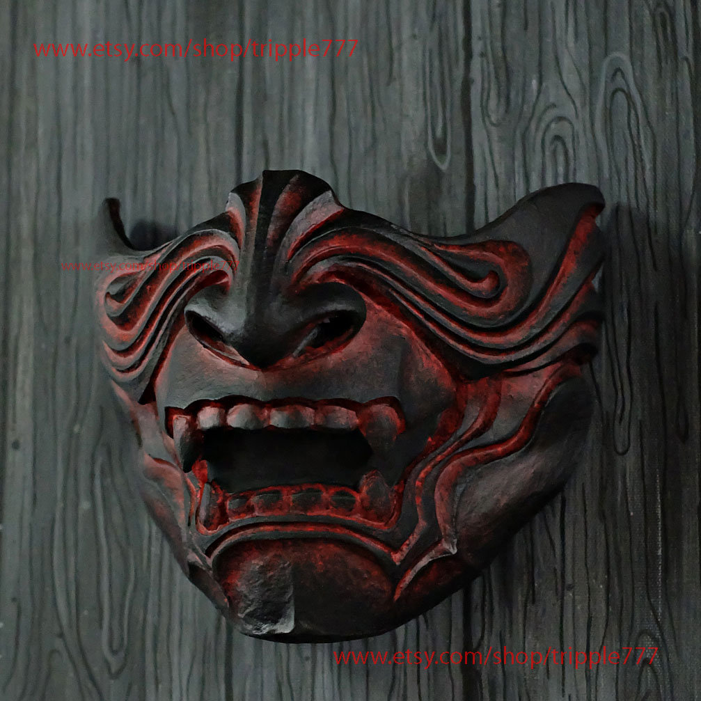 Half Face Samurai Mask Oni Mempo Armor Japanese Noh for Etsy