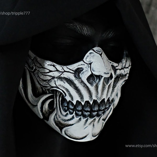 Masque de moto squelette crâne pour cavalier, pistolet Airsoft de Paintball, démon Steampunk, Costume d'halloween Cosplay-la mort D580