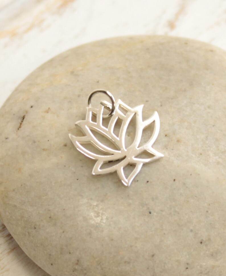 Sterling Silver Larger Lotus Flower Charm 1 Pieces 925 Etsy