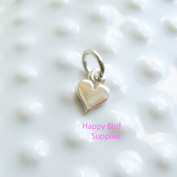 Sterling Silver Tiny Heart Charm  -- 1 Piece