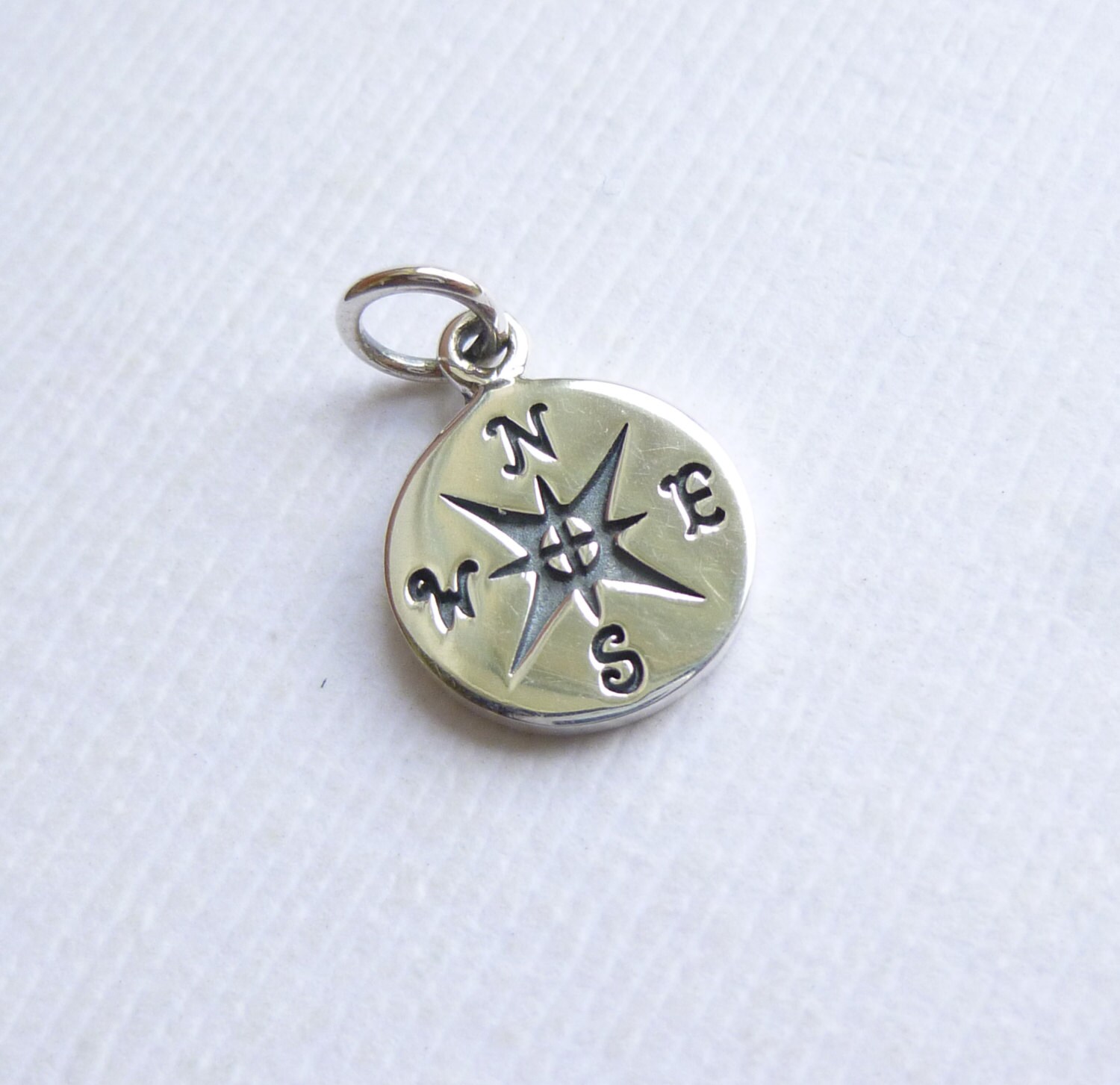 Sterling Silver Compass Charm 1 Piece Etsy