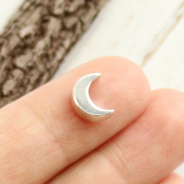 Sterling Silver Moon Bead  -- One Piece