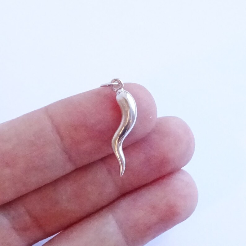 Sterling Silver Italian Horn Charm 1 Piece Cornicello Etsy