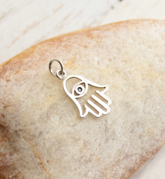 sold per 2 pieces Sterling Silver Hasma Hand Charm 8mm