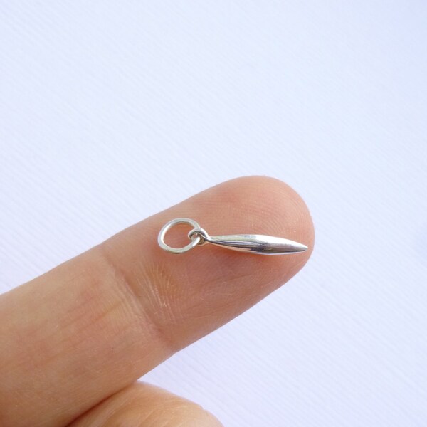 Tiny Sterling Silver Abstract Pod Charm -- 1 Piece