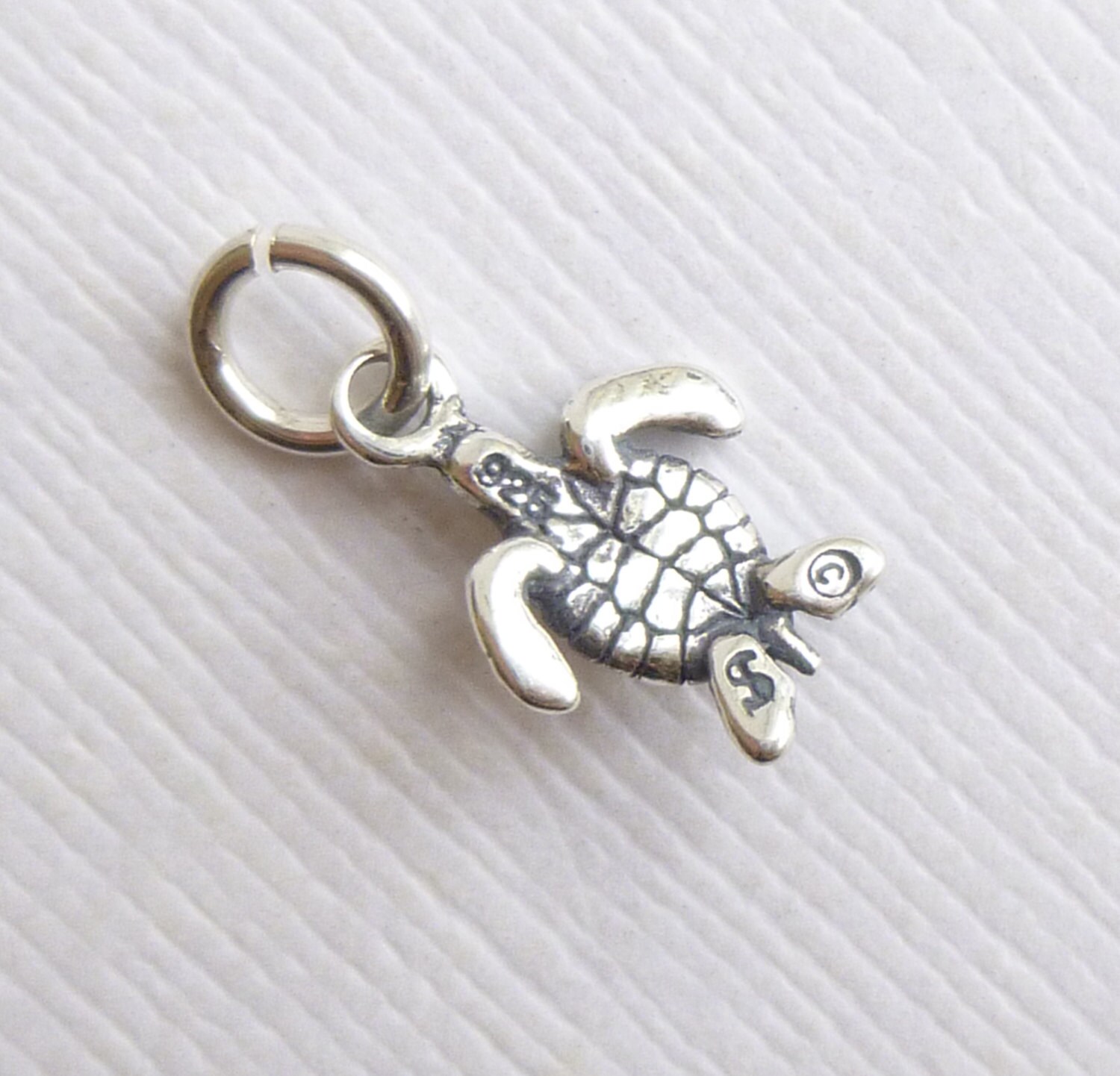 Sterling Silver Turtle Charm 1 Piece Oxidized 925 | Etsy