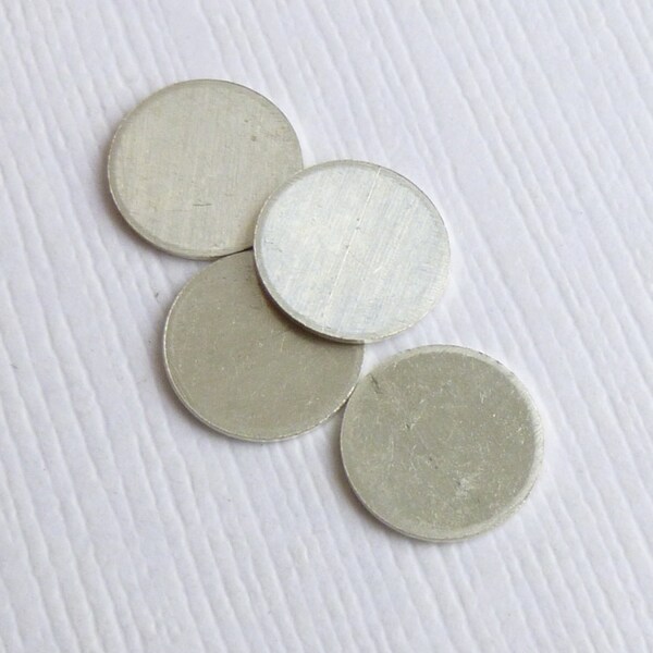 Sterling Silver Round Stamping Blanks  -- FOUR Pieces 9.5mm No Hole -- 925 Sterling  -- Sequin Discs Circles