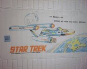1975 Paramount Pictures StarTrek Beach towel featuring the USS Enterprise