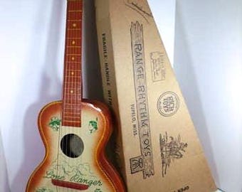 1950's Lone Ranger And Tonto Toy Guitar w/Box and Instructions
