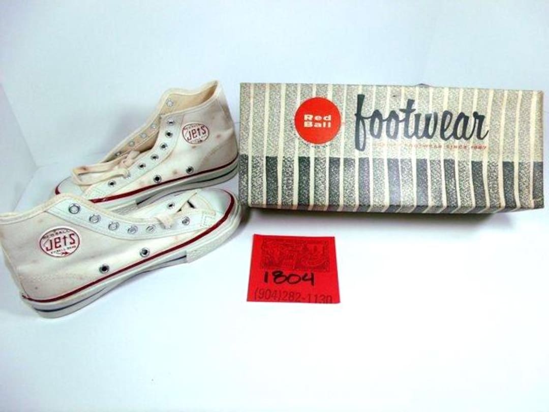 1960's Red Ball Jets/unworn High-top Tennis Shoes W/original Box+