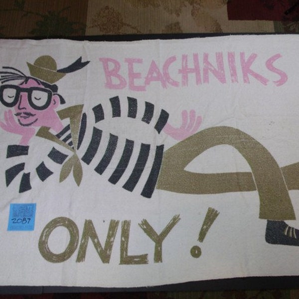 1960's "Beachniks Only" Rare Beach Towel