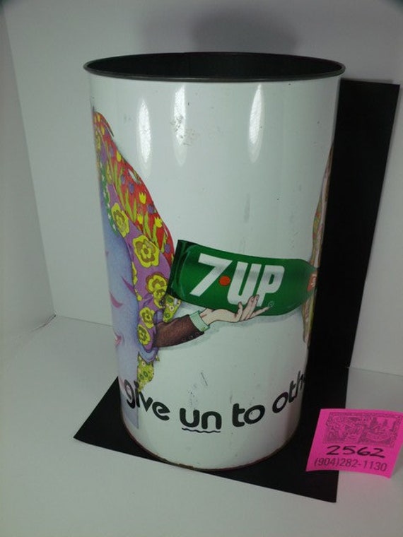 1970's Very Rare 7UP/ Peter Max Style Psychedelic Trash Can