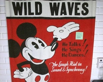 1980's Walt Disney/Mickey Mouse-"Wild Waves"-Huge Beach Towel