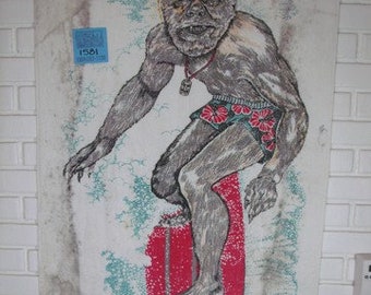 1960's Werewolf on a Surfboard-Very Rare BeachTowel!