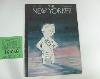 Classic New Yorker Magazine-New Year's Eve-12/31/60-Chas.Addams Cover Art