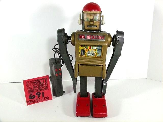 1963 Yonezawa Linemar Mr.mercury Gold Robot