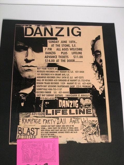 1990's Authentic Vintage Punk Xerox Flyer-danzig and Guests