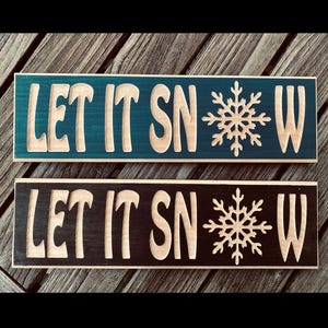 Let it Snow Sign Wood Carved Rustic Winter Themed Lodge Décor Custom Cabin Wall Art Snowflake Signs , Winter Decor Gift for Winter Lover
