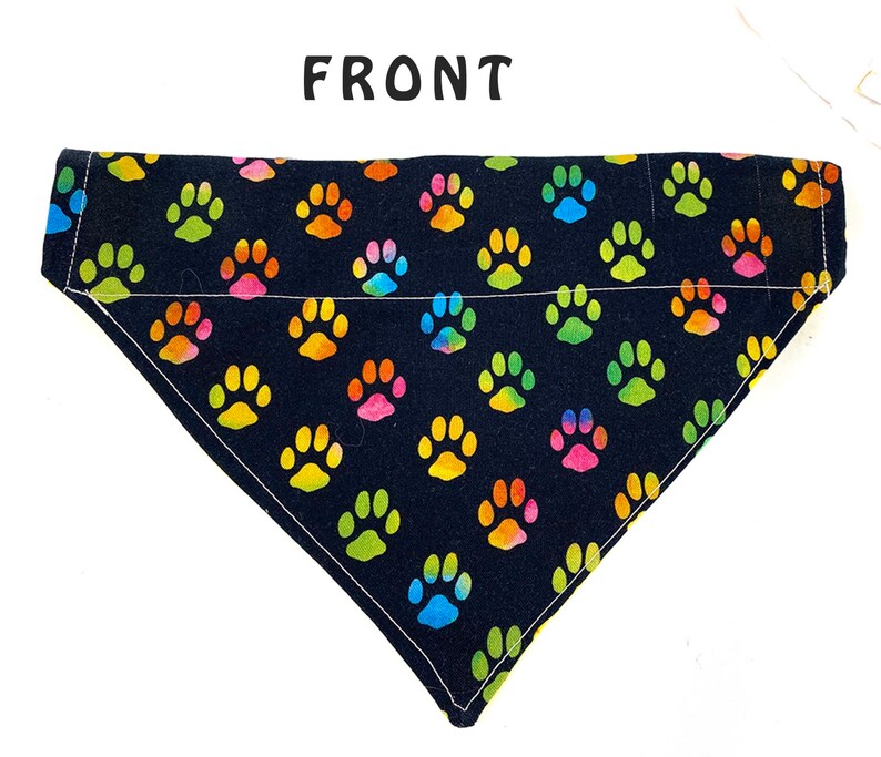 Paw Print Design Dog Cat Accessory Slip On Dog Bandana Reversible Personalized Over The Collar Dog Cat Bandana