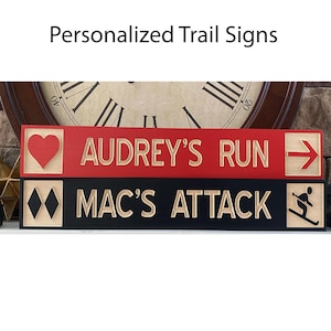 Personalized Carved Rustic Ski Trail Sign Snowboard Signs Wood Ski Mountain Décor Custom Cabin Lodge Ski Chalet Bar Signs Gifts for Skier