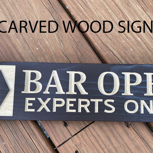 Carved Rustic Wood Ski Bar Sign, Bar Open Experts Only Ski Lodge Décor Custom Cabin Lodge  Chalet Bar Signs , Gifts for Skier Double Diamond