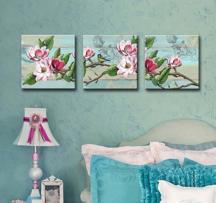 Shabby Chic Set of 3 Canvas Art 12x12 Girls Room Wall Art Etsy