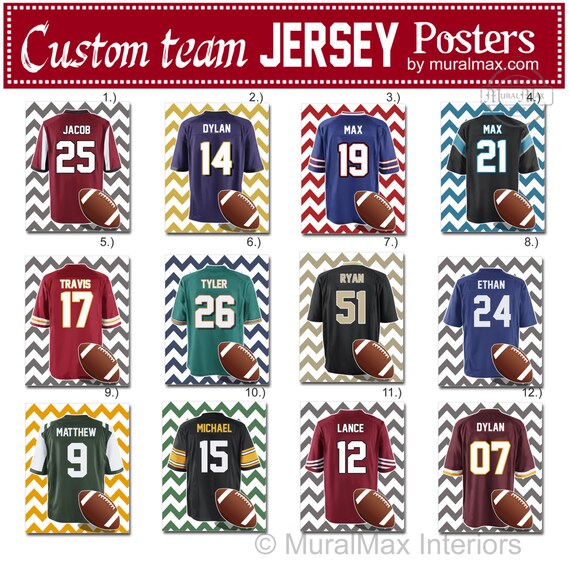 Items similar to Personalized Football Sports Jersey Print for any boy