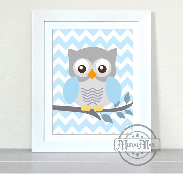 Owl Decor Baby Boy Nursery Owl Print wall art Boys Etsy