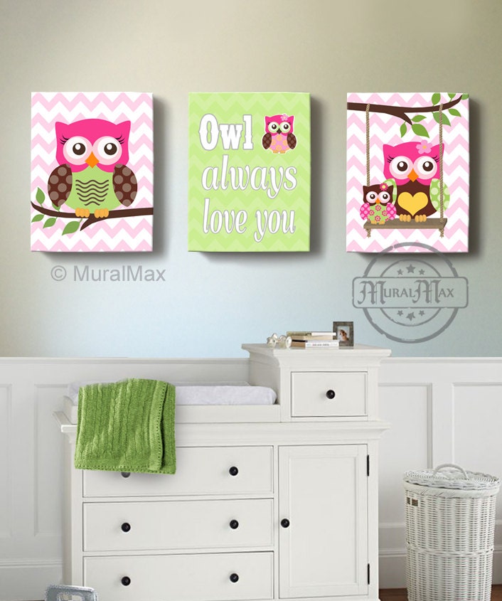 Owl Canvas Wall Art Baby Girl Owl Nursery Owl Nursery Decor Etsy