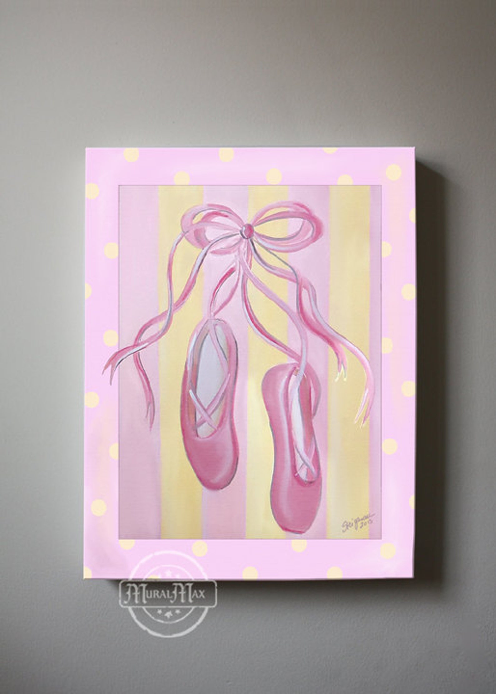 nursery art ballet shoes nursery canvas art , ballet wall hanging, baby girls room art print