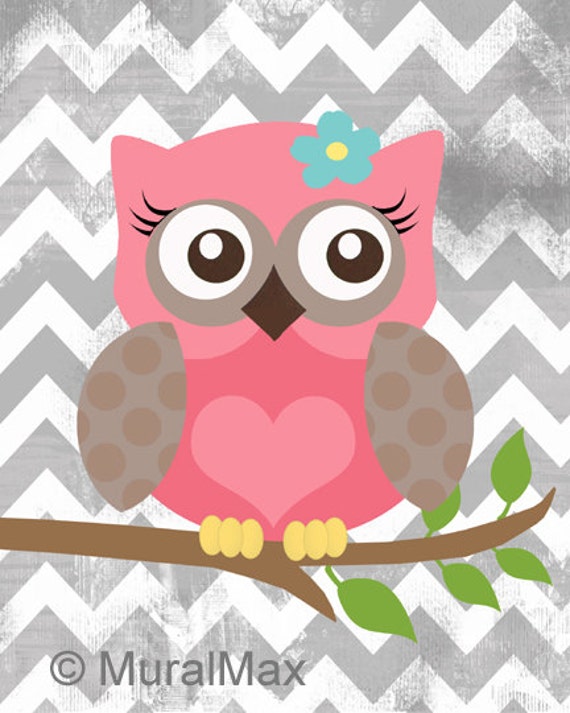 Nursery Owl Print wall art Girls Owl Nursery Art Woodland Etsy