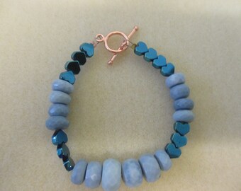 Blue opal and hematite bracelet