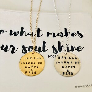 May All Beings Be Happy And Free - Lokah Samastah Sukhino Bhavantu - Stamped Necklace - Yoga Necklace - Yoga Jewelry - Mantra Jewelry