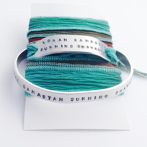 Lokah Samastah Sukhino Bhavantu Bracelet - Hand Stamped Yoga Bracelet - May all beings be happy and free - yoga gifts for her