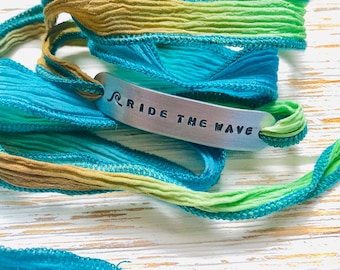 Ride the Wave Bracelet - Beach Jewelry - Mermaid Bracelet - Gifts for Her - surfer girl - beach girl - silk wrap bracelet