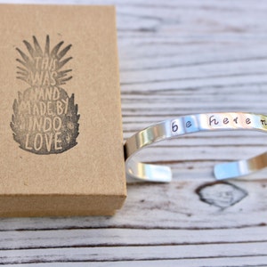 Be Here Now  Hand Stamped Inspirational Cuff Bracelet - Intention Jewelry - gift for her - gift for yogi - motivational jewelry