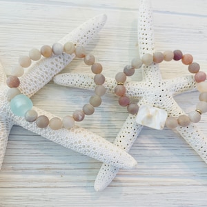 Druzy Agate Beaded Bracelet - mother of pearl bracelet - coastal living - coastal jewelry
