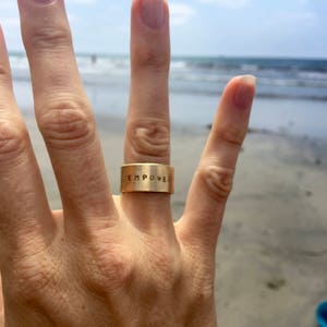Empower Stamped Ring - Mantra Ring - Intention Ring - Empowered Women - Custom Ring - We Rise By Lifting Others - Gift for team