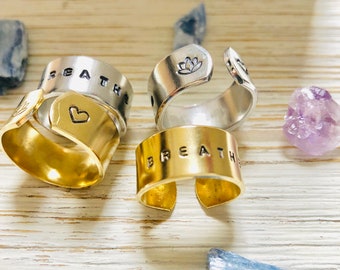 Bague Breathe estampée à la main : bijoux Mantra inspirants