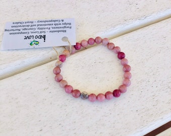 Rhodonite Bracelet – Heart Chakra Healing, Emotional Balance, Self-Love & Compassion Crystal Jewelry