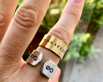 Manifest Ring - Mantra Ring - Intention Ring - Trust the Universe - positive affirmation - yoga jewelry - yoga ring