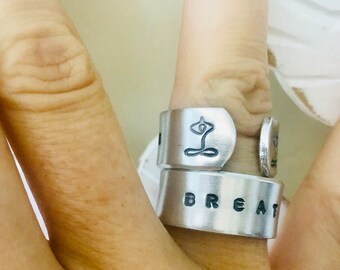 Breathe Ring - As seen in BuddhiBox yoga subscription - yoga jewelry - intention jewelry - just breathe - mindfulness gift - yoga gift
